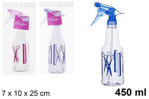 [121264] Flacon en plastique avec pulvérisateur de couleur pour coiffeur 450 ml