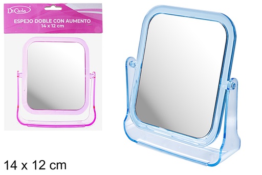 [121268] Double mirror with rectangular color magnification 14x12 cm