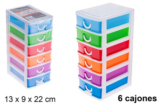 [121289] Mini cajonera plástico colores 6 cajones