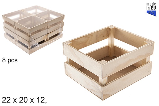 [121300] Caja madera rectangular Listones mediana (copia)