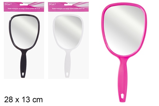 [121302] Espelho retangular com alça em cores sortidas 28x13 cm
