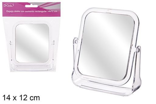 [121303] Miroir double à grossissement rectangulaire 14x12 cm