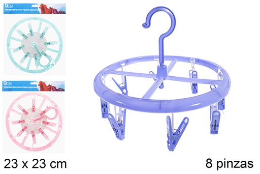 [121304] Varal giratório redondo em cores sortidas 8 clipes