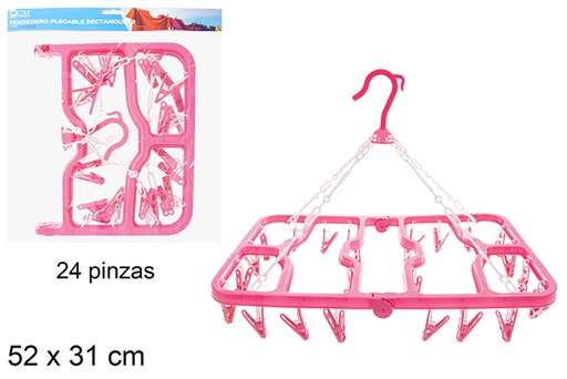 [121308] Rectangular plastic folding clothesline with 24 clips