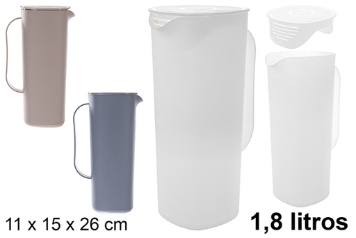 [121313] Pichet en plastique avec couvercle Pearl 1,8 l.