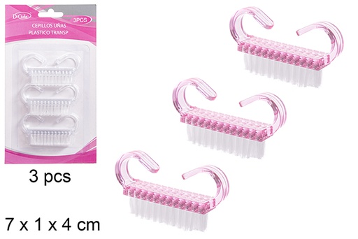 [121348] Pack 3 cepillos uñas plástico color