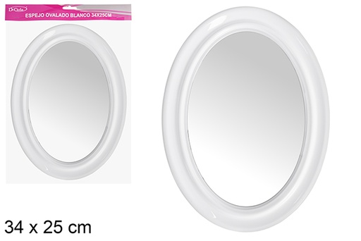 [121351] Miroir ovale blanc 34x25 cm