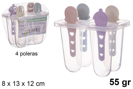 [121355] Pack 4 moule à glaces somple 55 gr.