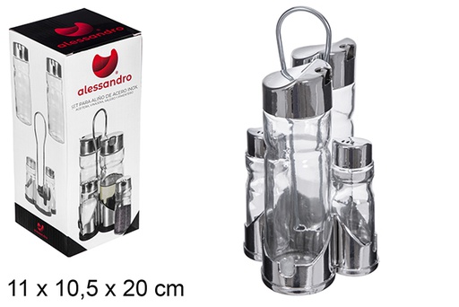 [121357] Set 4 pezzi di bottiglie di olio in vetro 