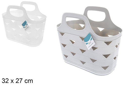 [121360] Corbeille en plastique couleurs assorties 32x27 cm