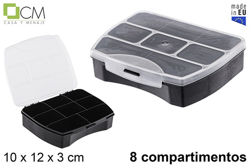 [121380] Caja plastico organizadora 8 compartimentos negra