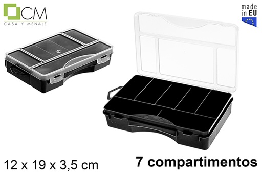 [121390] Caja plastico organizadora 7 compartimentos negra