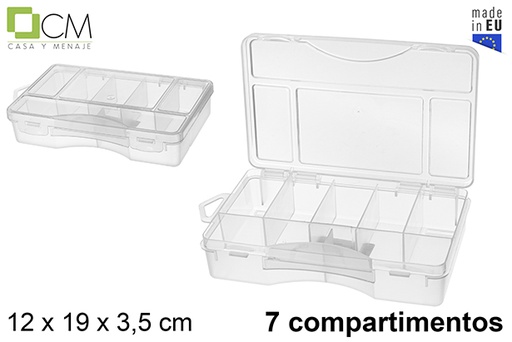 [121392] Caja plástico organizadora 7 compartimentos transparente