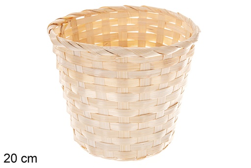 [121438] Round natural bamboo planter 20 cm