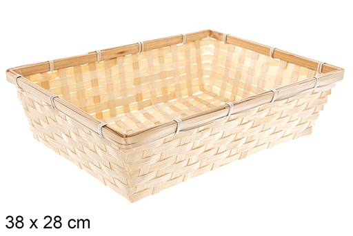 [121453] Floreira retangular em bambu natural 38x28 cm