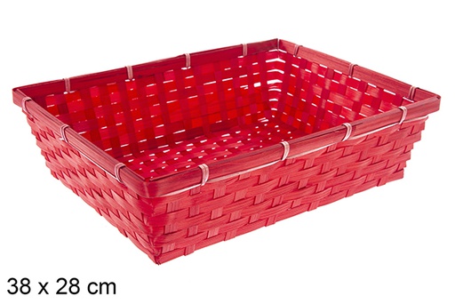 [121455] Macetero rectangular bambú rojo 38x28 cm