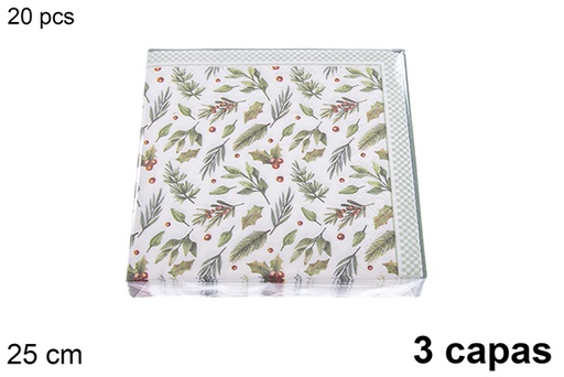 [121465] Pack 20 3-ply Christmas decorated napkins 25 cm