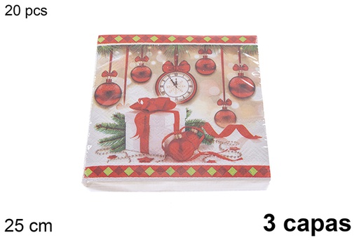 [121468] Pack 20 3-ply Christmas decorated napkins 25 cm