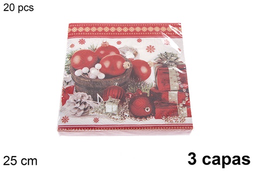 [121469] Pack 20 3-ply Christmas decorated napkins 25 cm