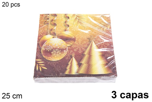 [121472] Pack 20 3-ply Christmas decorated napkins 25 cm