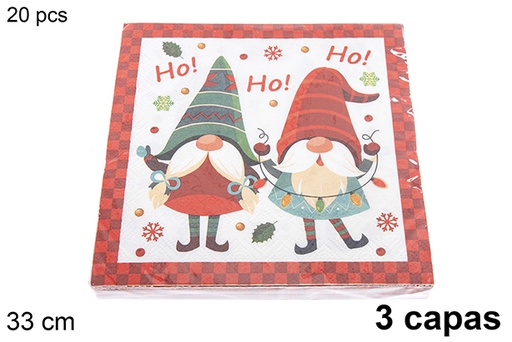 [121474] Pack 20 3-ply Christmas decorated napkins 33 cm