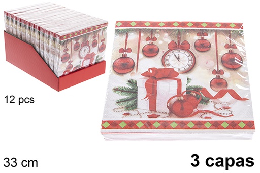 [121478] Pack 20 guardanapos decorados de Natal com 3 folhas de 33 cm