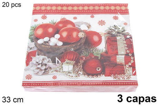 [121479] Pack 20 servilletas 3 capas decoradas Navidad 33 cm