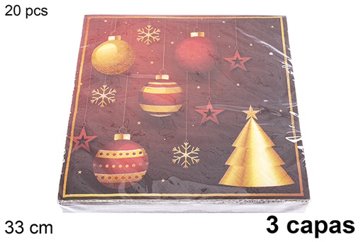 [121480] Pack 20 guardanapos decorados de Natal com 3 folhas de 33 cm