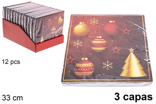 [121480] Pack 20 tovaglioli 3 veli decorati natalizi 33 cm