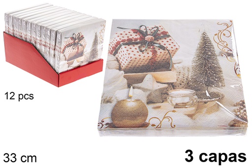 [121481] Pack 20 3-ply Christmas decorated napkins 33 cm