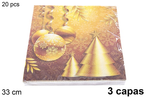 [121482] Pack 20 3-ply Christmas decorated napkins 33 cm