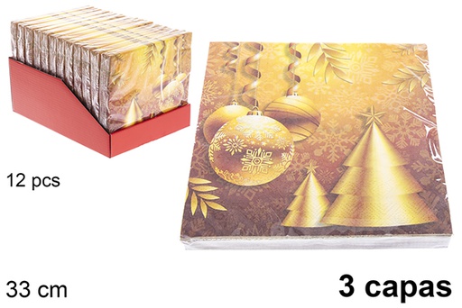 [121482] Pack 20 tovaglioli 3 veli decorati natalizi 33 cm