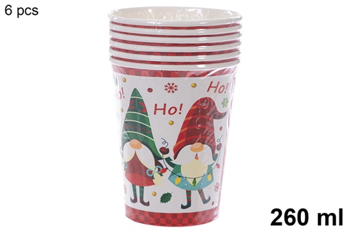 [121484] Pack 6 vasos papel decorado Navidad 260 ml