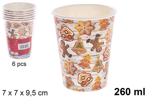 [121486] Pack 6 Christmas paper cups 260 ml