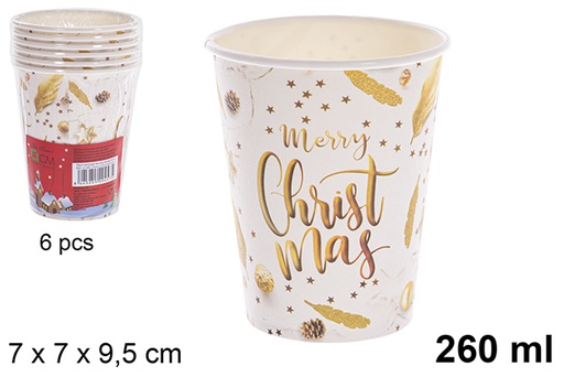 [121487] Pack 6 Christmas paper cups 260 ml