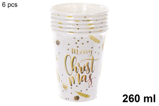 [121487] Pack 6 Christmas paper cups 260 ml