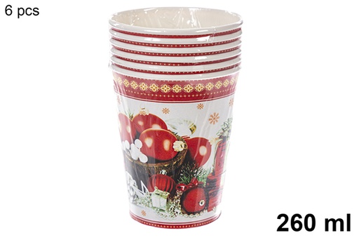 [121489] Pack 6 Christmas paper cups 260 ml