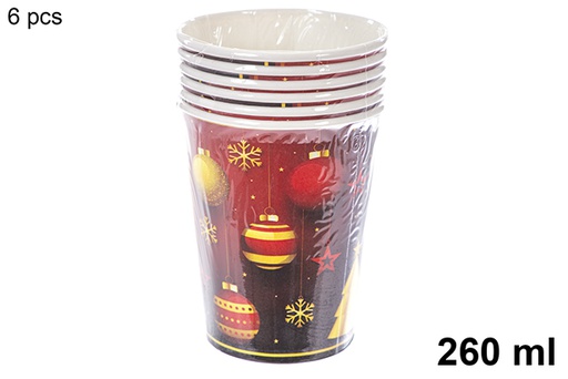 [121490] Pack 6 Christmas paper cups 260 ml