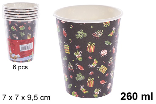 [121493] Pack 6 Christmas paper cups 260 ml