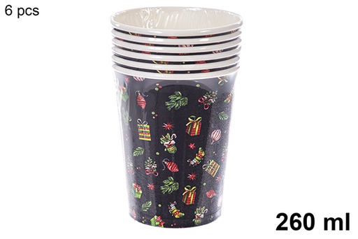 [121493] Pack 6 Christmas paper cups 260 ml