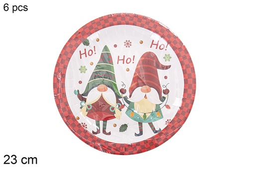 [121494] Pack 6 Christmas decorated paper plates 23 cm