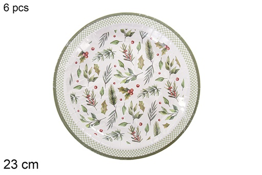 [121495] Pack 6 Christmas decorated paper plates 23 cm