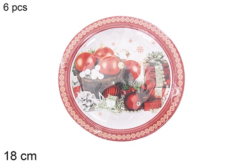 [121509] Pack 6 Christmas decorated paper plates 18 cm  