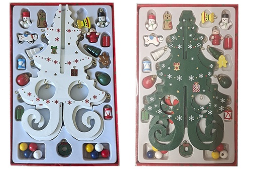 [121519] Árbol de Navidad madera decorado color surtido 19 cm