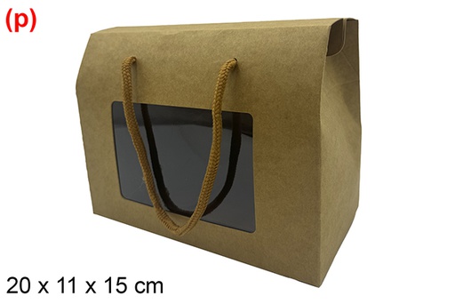 [121586] Bolsa regalo cartón Navidad con ventanilla 20x11 cm
