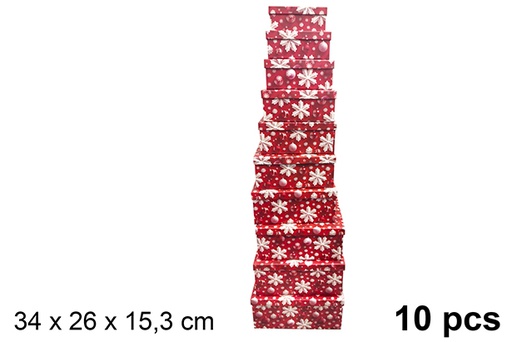 [121627] Pack 10 boîtes en carton de Noël décorées 34x26 cm