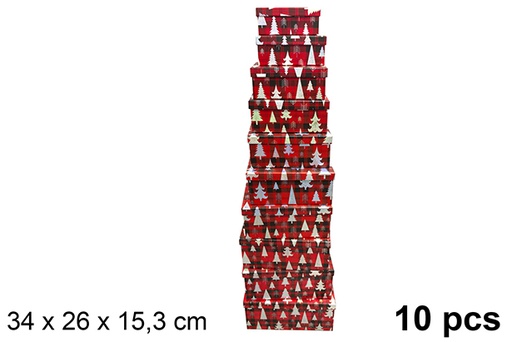 [121636] Pack 10 boîtes en carton de Noël décorées 34x26 cm