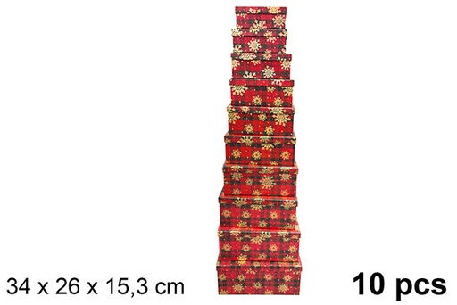 [121638] Pack 10 boîtes en carton de Noël décorées  34x26 cm