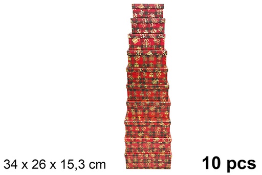 [121639] Pack 10 caixas de papelão decoradas de Natal 34x26 cm