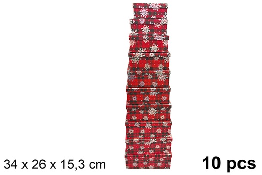 [121640] Pack 10 boîtes en carton de Noël décorées 34x26 cm